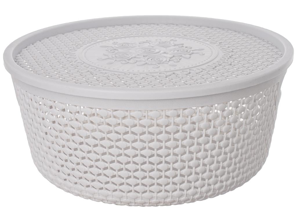 Кошик з кришкою 26х12 см Сірий (MMS-R29486) - фото 1 Кошик з кришкою 26х12 см Сірий (MMS-R29486) - фото 1