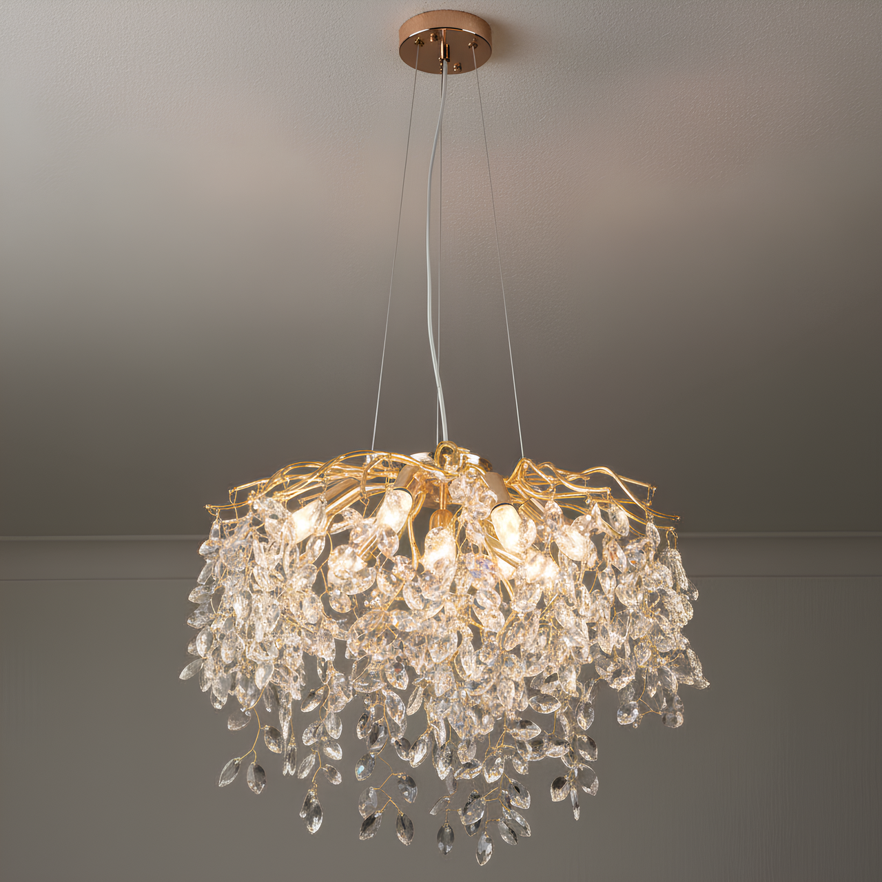 Люстра Valeso с хрустальным декором под девять ламп Е14 Золотой (E2708/9)