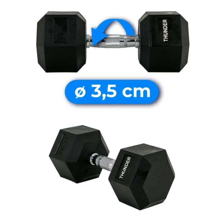 Гантель шестигранный Thunder 17,5 кг (HEXAGONAL-DUMBBELLS-17,5K) - фото 3