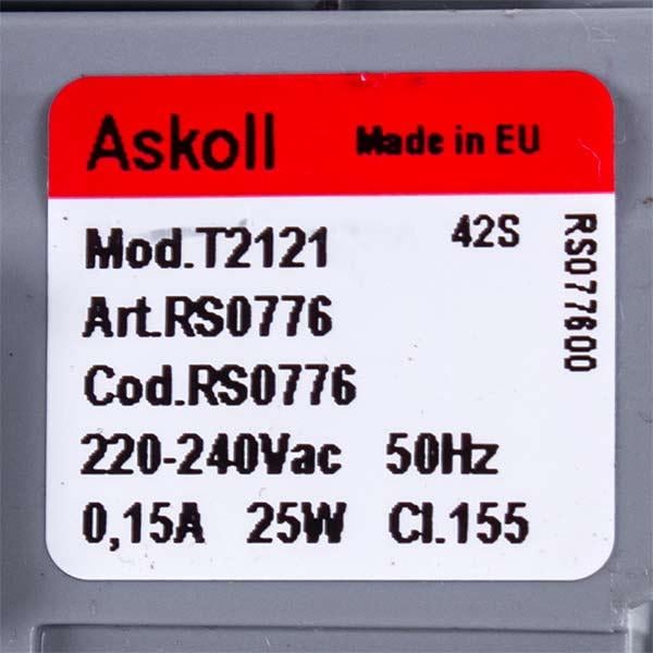 Помпа для пральної машини Askoll 49023062 25 Вт T2121 контакти спарені спереду на 3 клямки (00000044369) - фото 2 Помпа для пральної машини Askoll 49023062 25 Вт T2121 контакти спарені спереду на 3 клямки (00000044369) - фото 2