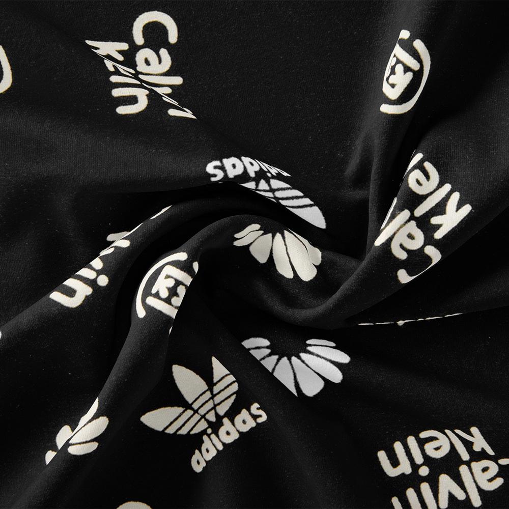 Ткань плательная вискоза штапель Бренди 115 гр/м2 Adidas молоко чорний