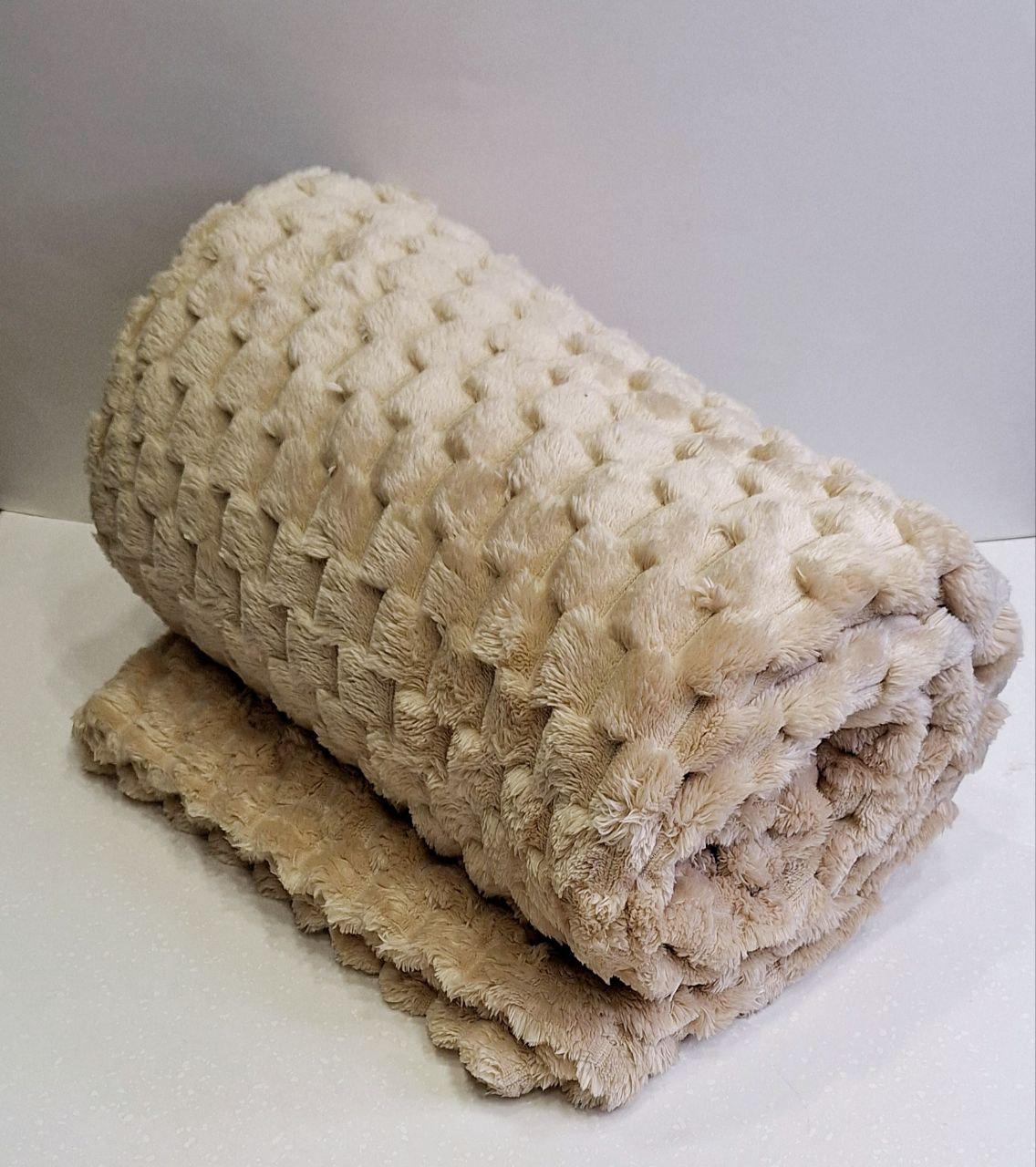 Плед флисовый Koloco Соты 150x200 см Бежевый (342)