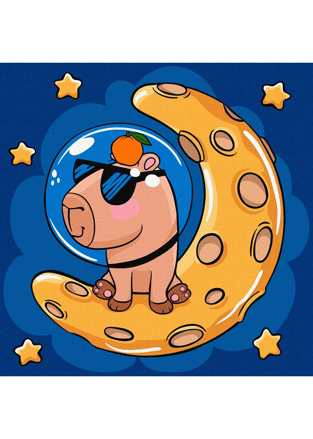 Картина по номерам Ideyka Капибара на луне 30х30 см (KHO1281)