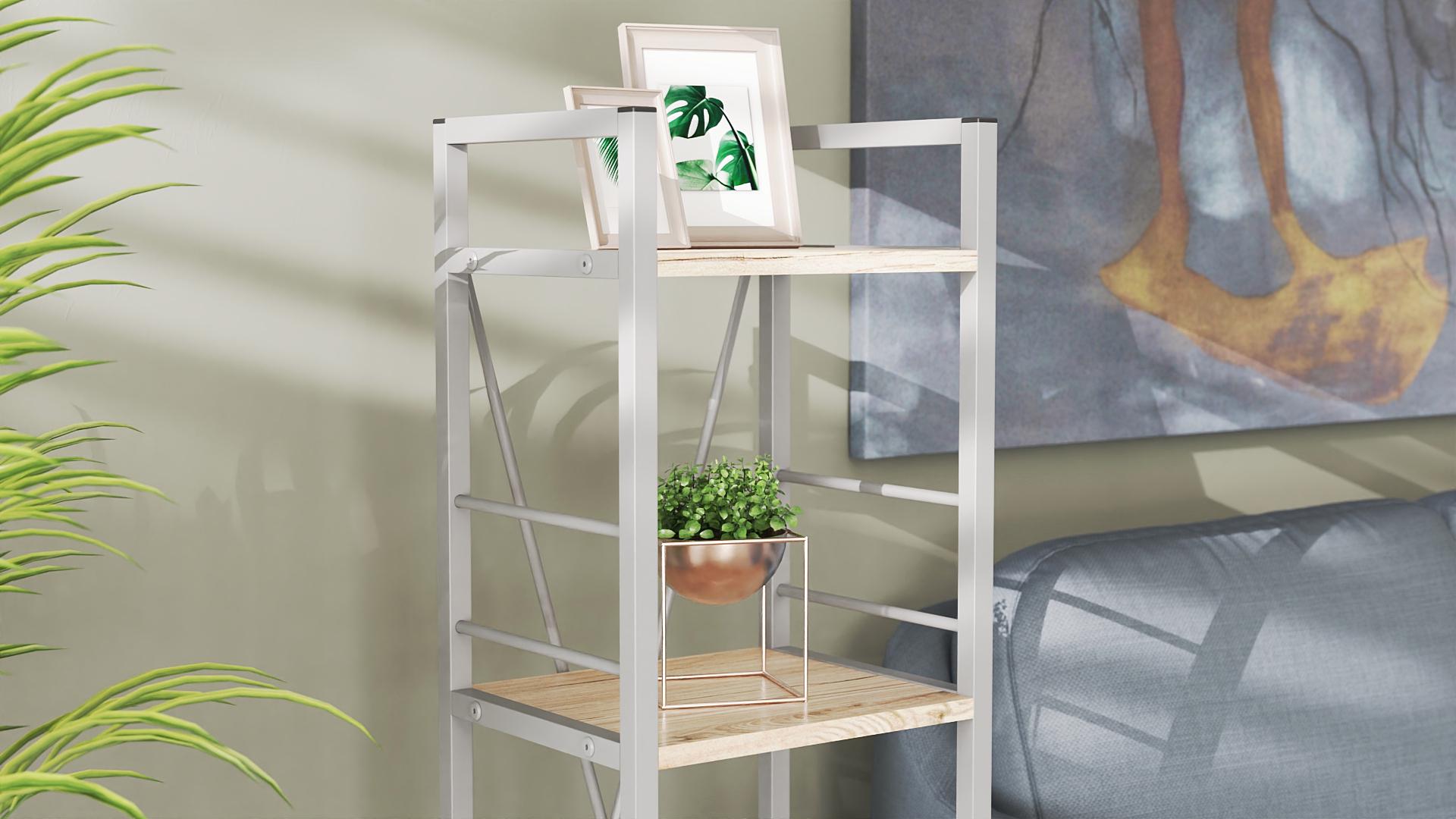 Этажерка Ferrum-decor Коннект 4/34 ДСП 16 мм 120x34x28 см Серый/Дуб Сан-Марино (FRD-104284) - фото 3