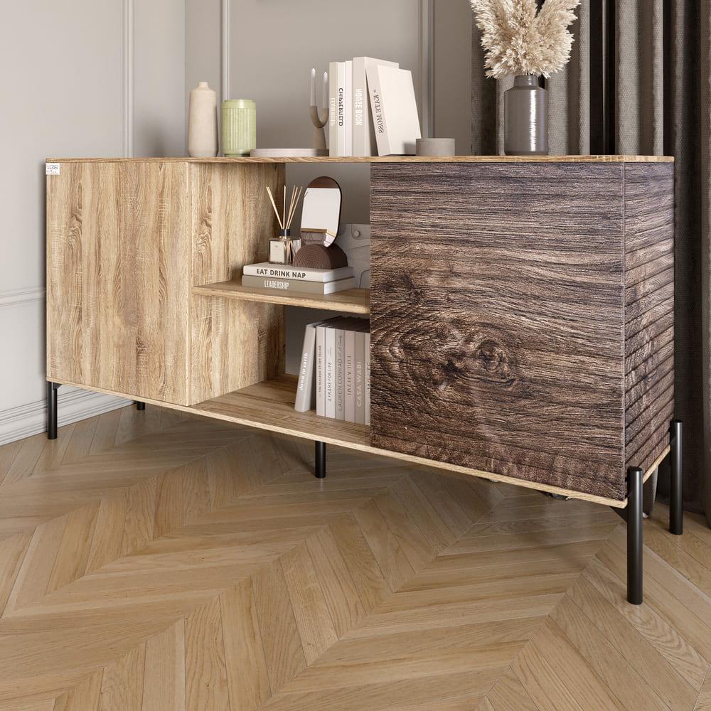 Комод открытый Lion Грей на черных металлических ножках Дуб Сонома/Дерево (000-000-2170) - фото 1 Комод открытый Lion Грей на черных металлических ножках Дуб Сонома/Дерево (000-000-2170) - фото 1