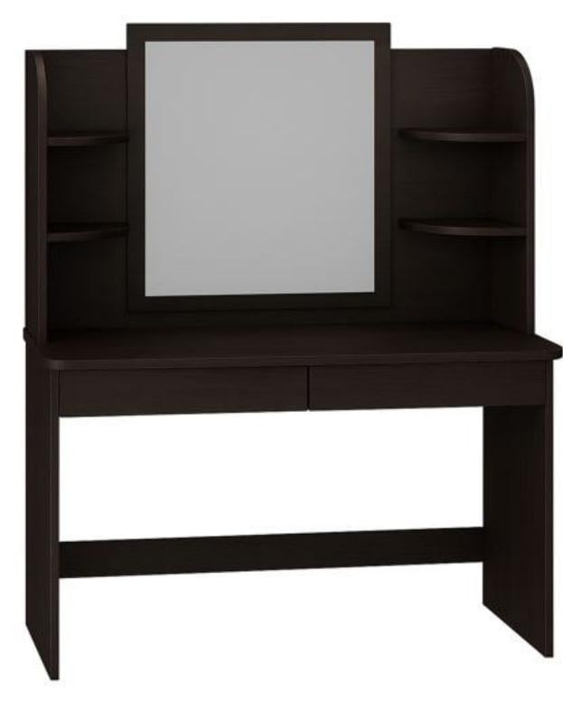 Туалетний стіл для макіяжу з двома висувними ящиками з дзеркалом та поличками із ДСП Венге темний (F-114V)