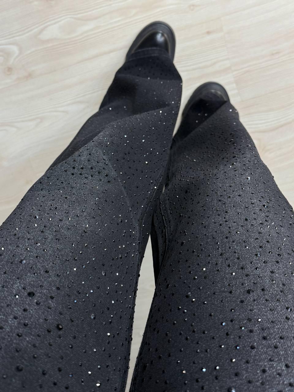 Джинсы женские Allure 1136-26 палаццо ровные со стразами р. 30 Черный (6022) - фото 8