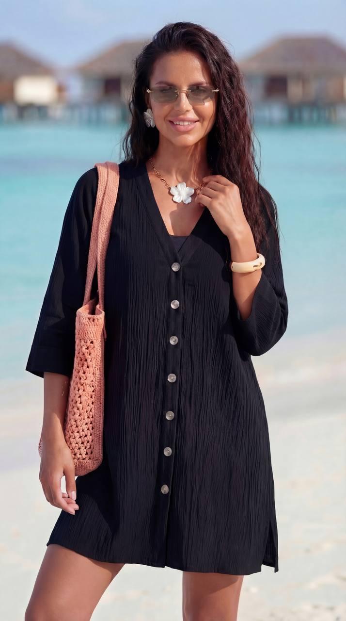 Рубашка туника женская из жатого батиста La`visio р. 42-44 Черный