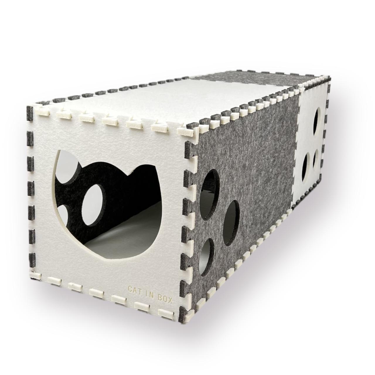 Домик-туннель трансформер для котиков CAT IN BOX Серо-белый (2002762049) - фото 3