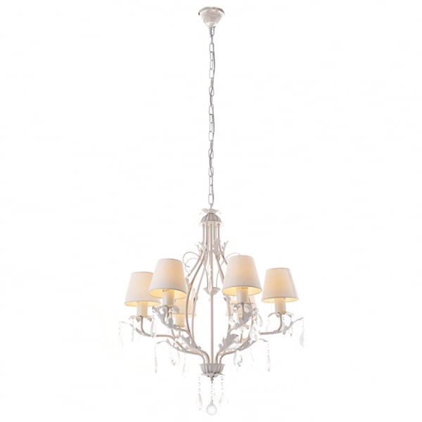 Люстра классическая Flora 6 ламп с тканевыми абажурами Белый (SM001/6)