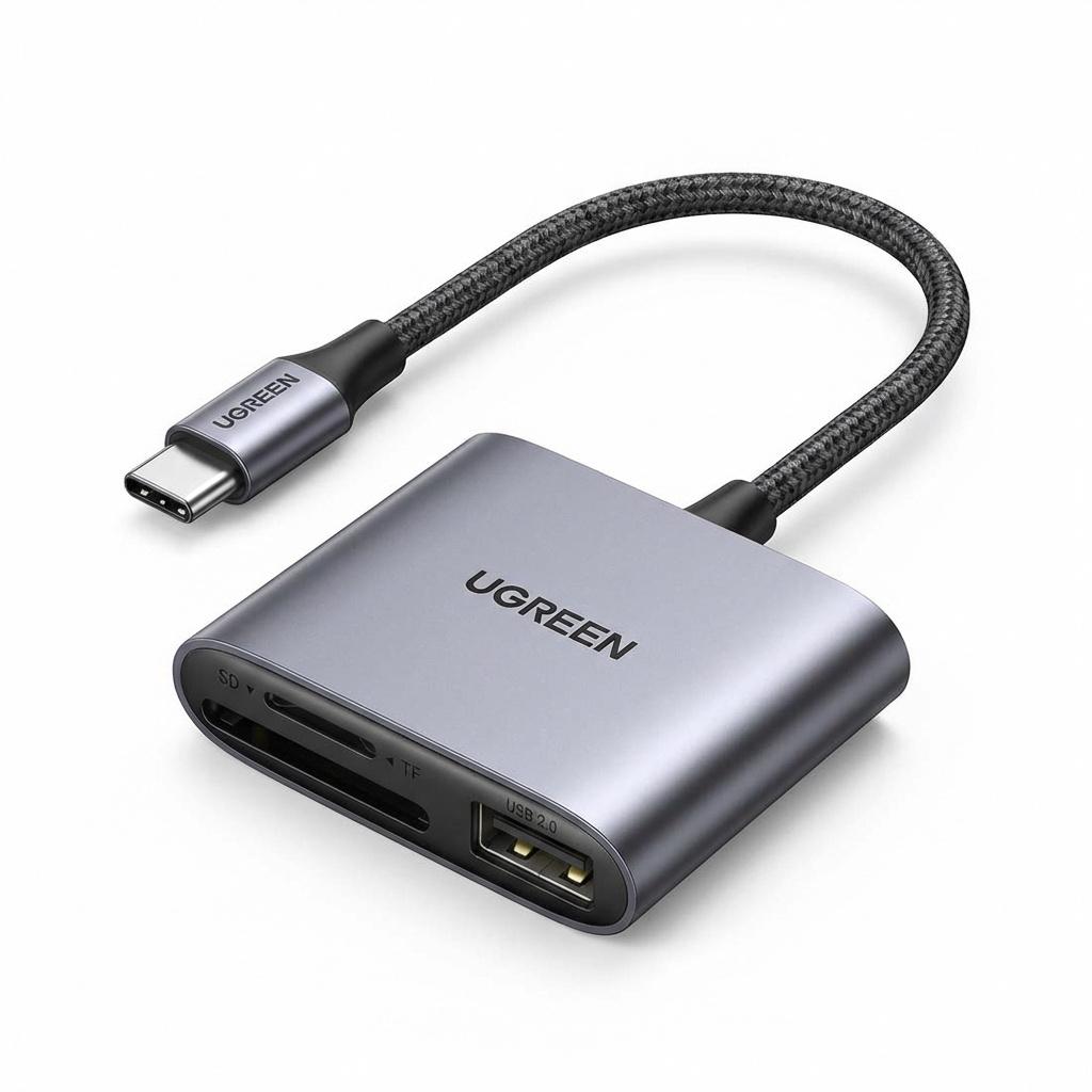 Картридер USB-C UGREEN CM387 SD/MicroSD/USB Серый (80798)