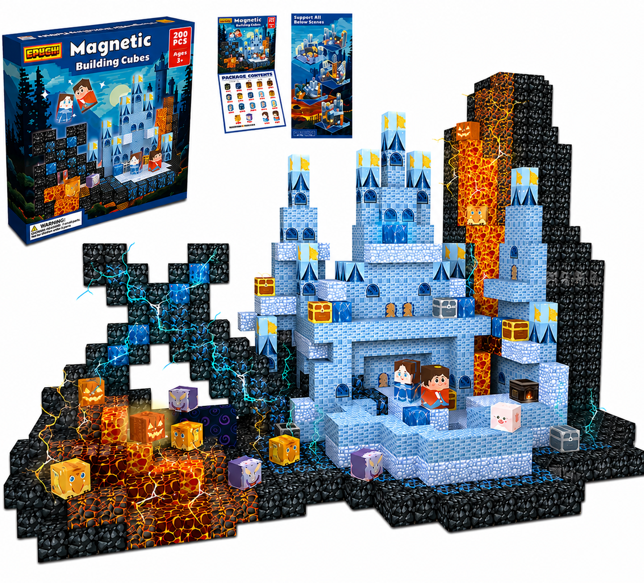 Конструктор магнитный в стиле Minecraft 200 дет. (36974728)