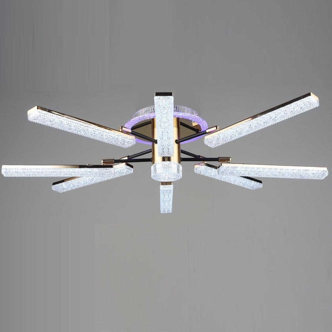 Люстра светодиодная Sirius с подсветкой и пультом 96W 3000-6500К Черно-золотой (B YH1005/8 GD+BK 96W)