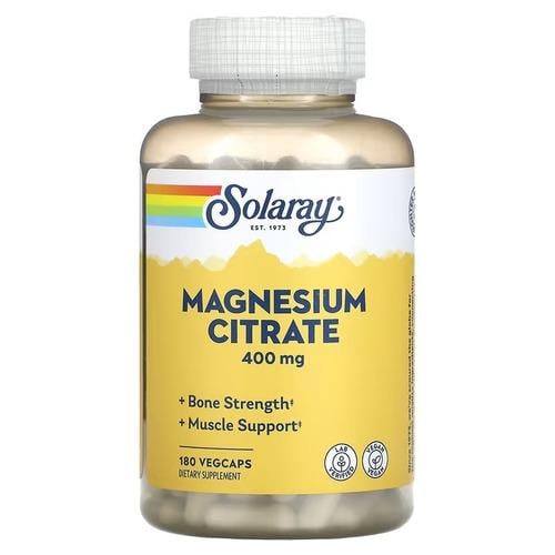 Магний Solaray Magnesium Citrate 400 мг 180 Capsules (SOR-37402)