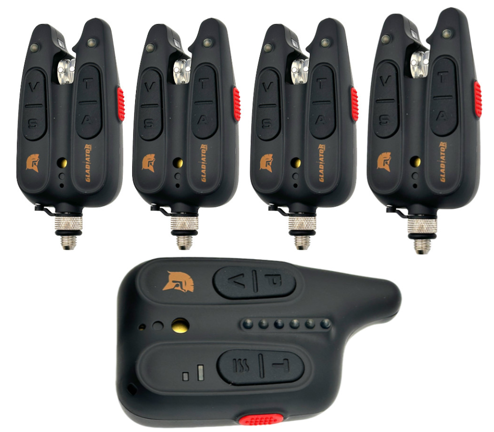 Набор сигнализаторов поклевки Gladiator BL1518 4+1 с пейджером и Bluetooth в кейсе Black (BL15184)