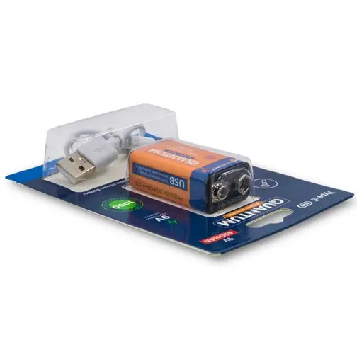 Аккумулятор 9V 400 mAh Li-ion USB Type-C Quantum многоразовая крона (703223) - фото 2 Аккумулятор 9V 400 mAh Li-ion USB Type-C Quantum многоразовая крона (703223) - фото 2