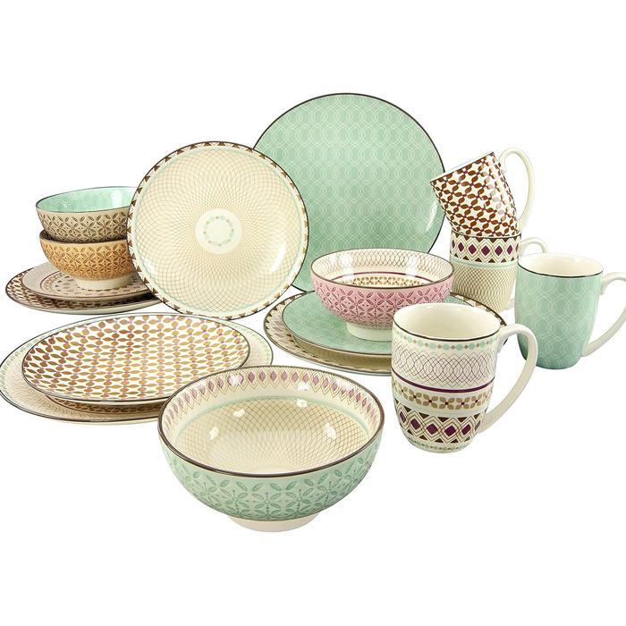 Столовий сервіз Creatable Mandala на 4 персони 16 пр. Різнокольоровий (33459119)