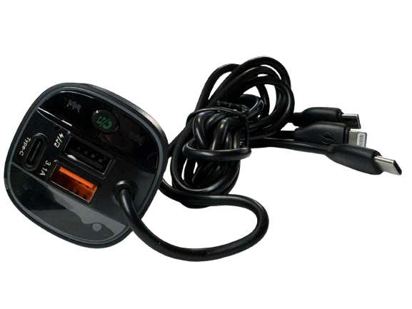 Модулятор FM C35 5в1 12-24v 2USB 5V-3,1A Type C 5V-3,1A 3in1 charging cable BT5.0 RGB-ambient light (C35)