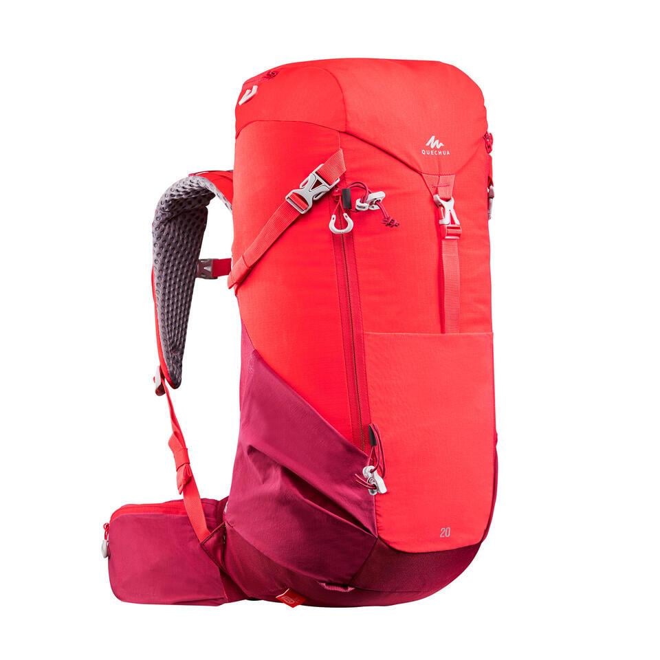 Рюкзак туристический QUECHUA 500MH 20 л 60x30x20 см с чехлом от дождя Красный