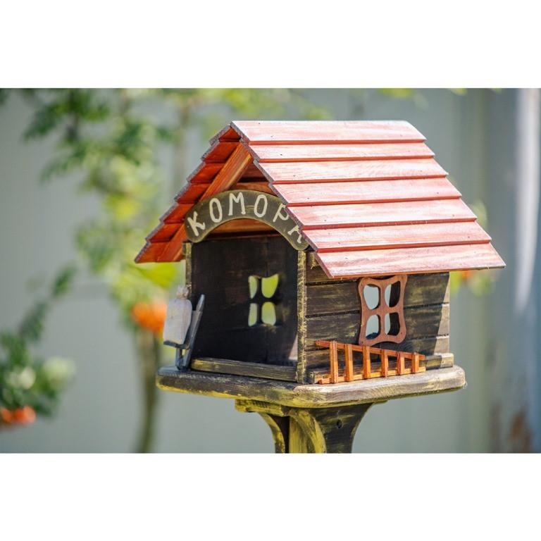 Кормушка для птиц Комора на ножке из дерева 30×29×27 см - фото 2 Кормушка для птиц Комора на ножке из дерева 30×29×27 см - фото 2