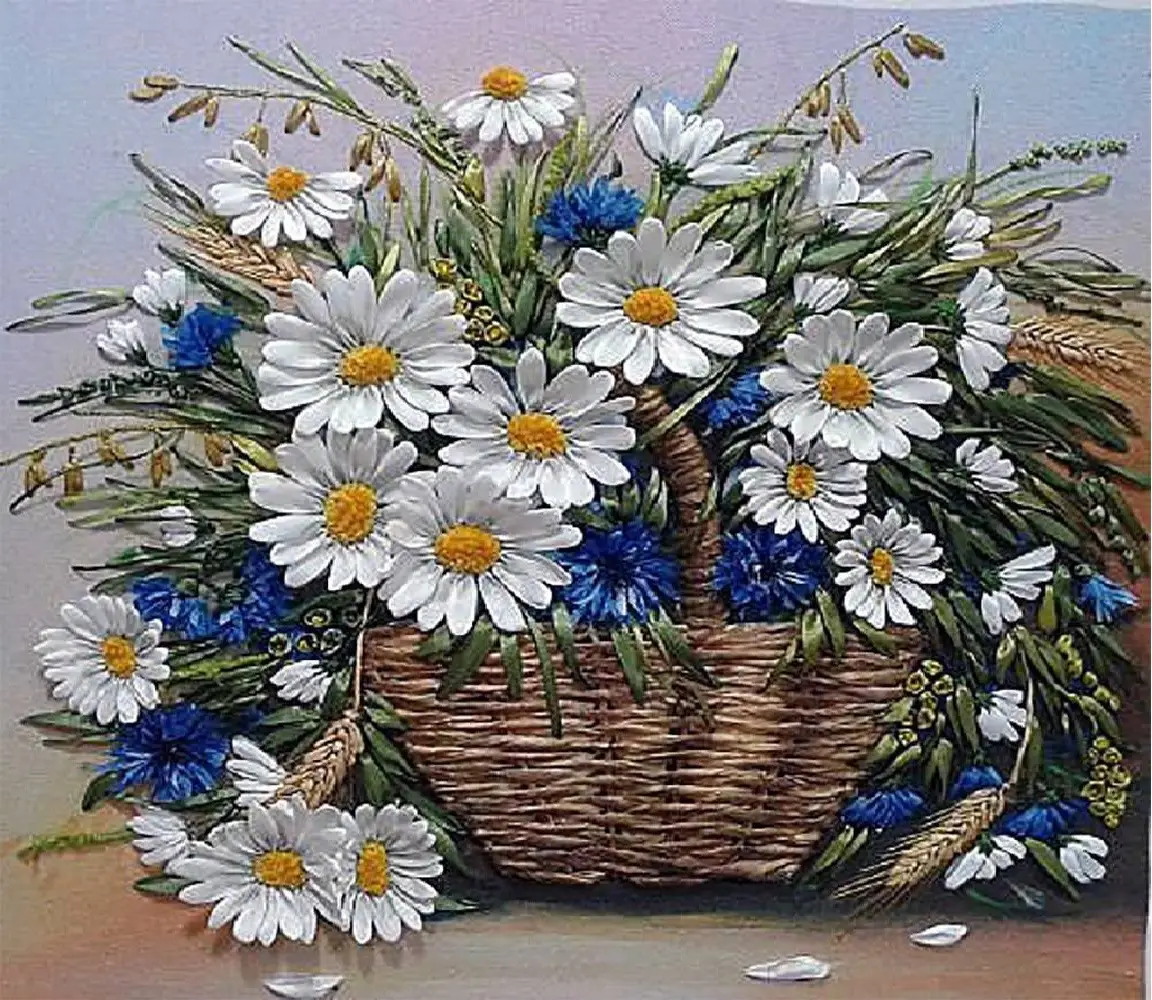 Алмазная мозаика ColorArt Букет из ромашек и васильков 40х50 см (SP122)
