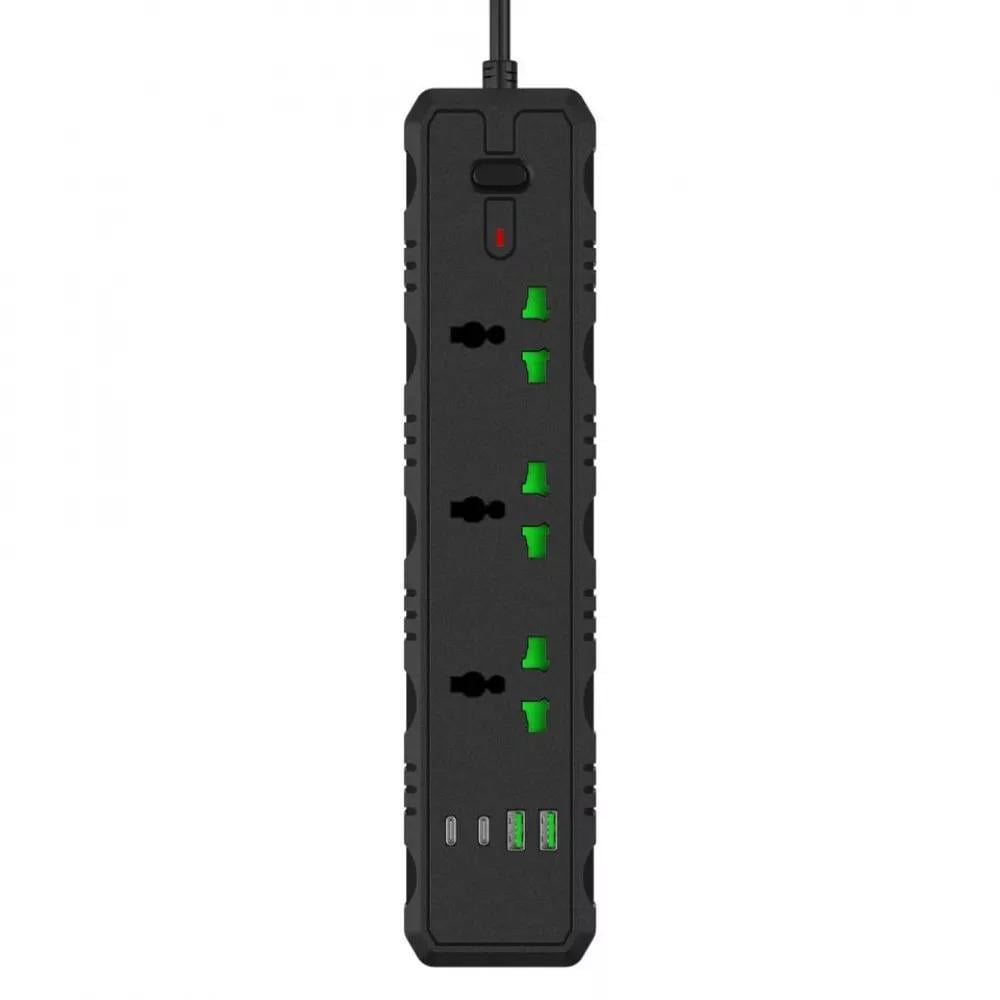 Сетевой фильтр T25-QC 3 розетки/2хUSB/2xType-C 2 м Black (865130e0)