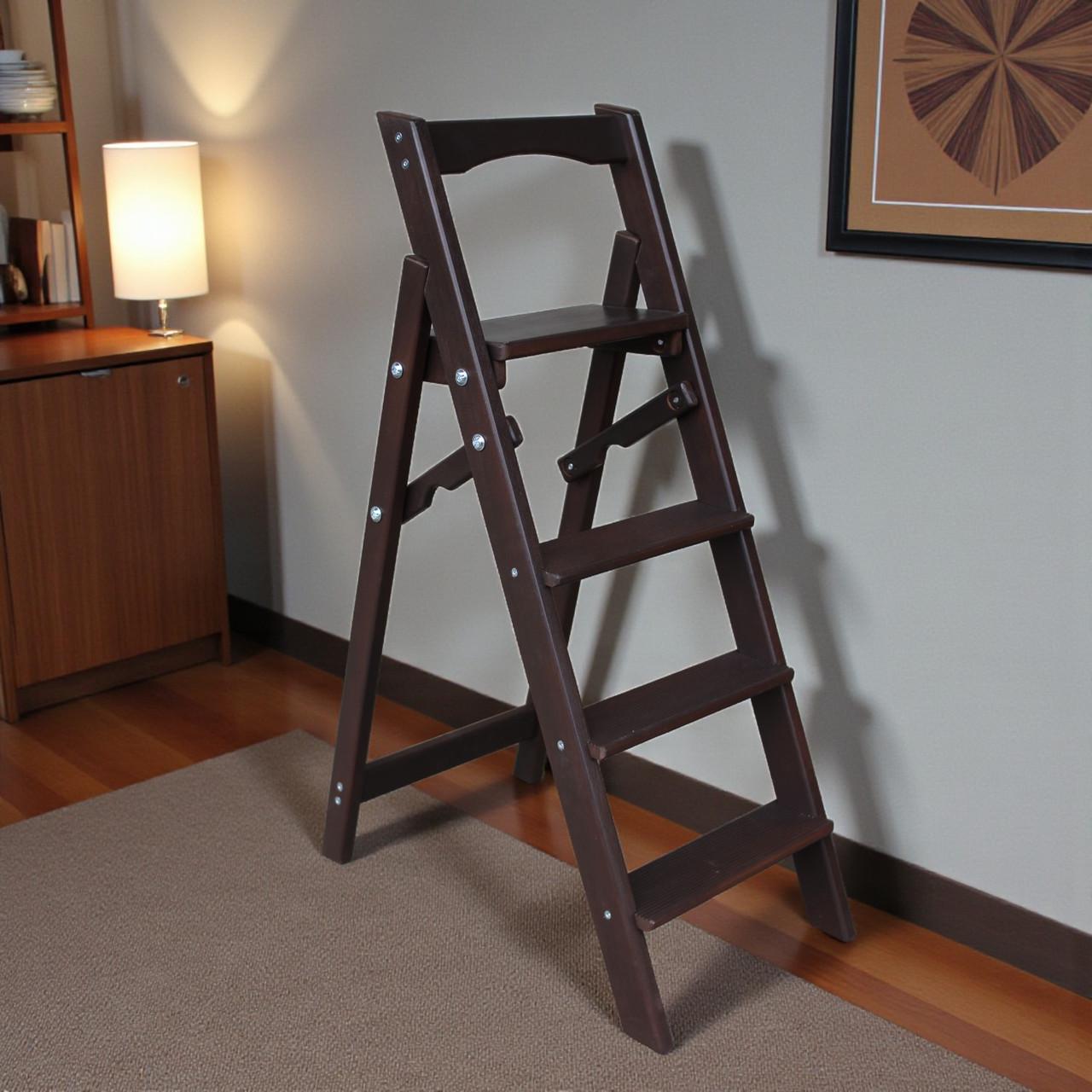 Стремянка-лестница деревянная Студія Дерева Вільха ЧМ бытовая 4 ступеньки Шоколадный (31002881)