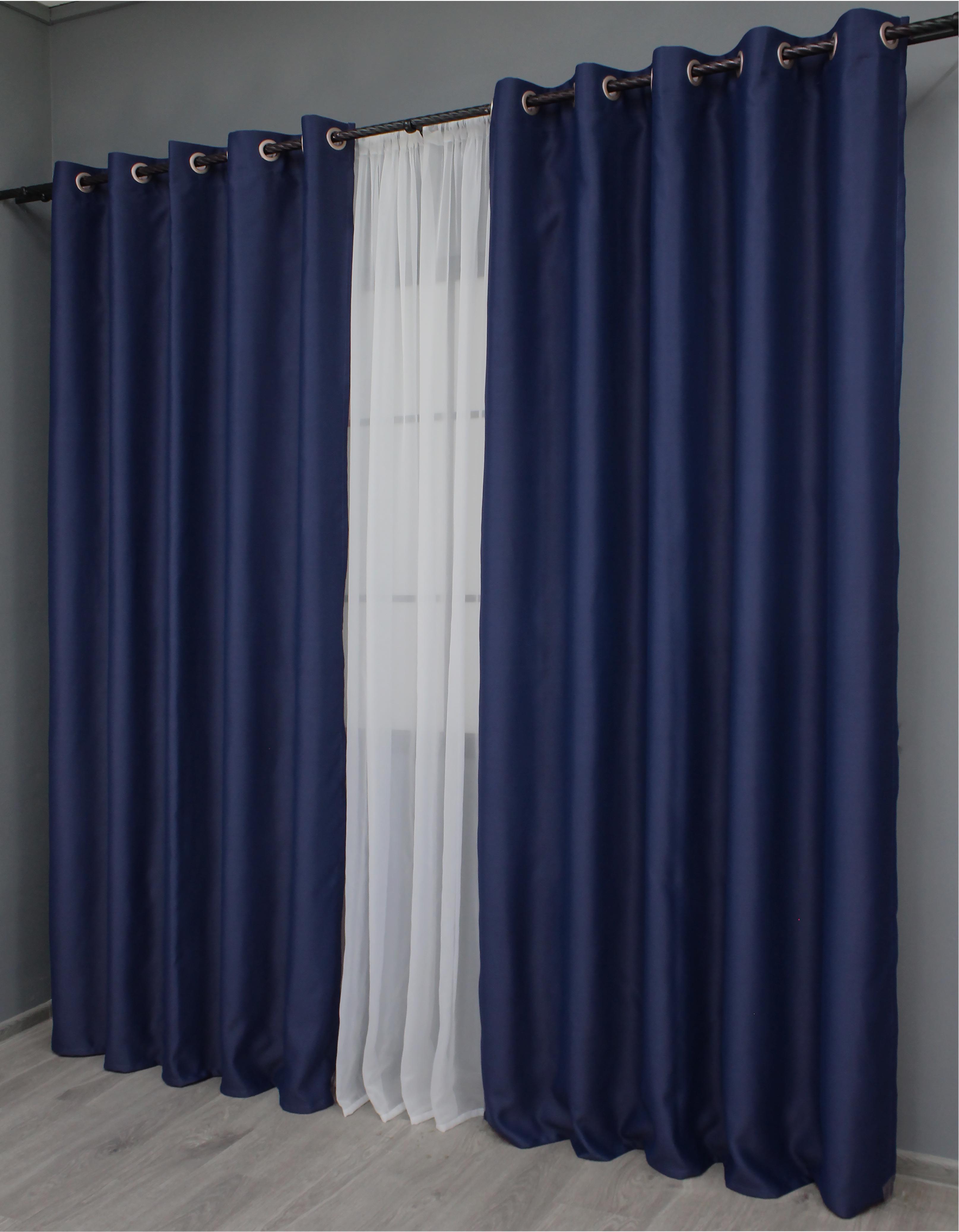 Комплект штор на люверсах VR-Textil Fusion Dimout №831ш 150х250 см 2 шт. Синий (37-0130) - фото 5 Комплект штор на люверсах VR-Textil Fusion Dimout №831ш 150х250 см 2 шт. Синий (37-0130) - фото 5