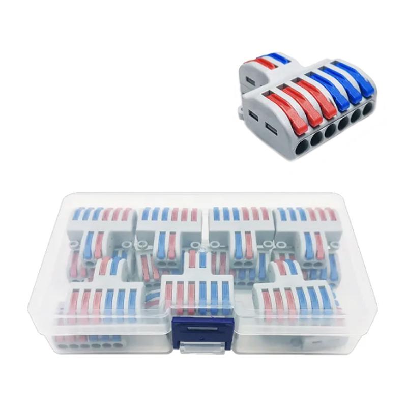 Набор клемм Tactix 0,08-4 мм2 32А 1-3+1-3 разветвитель одинарная 39х33,5х14,5 мм 14 шт. Разноцветный (SPL-62-14box)