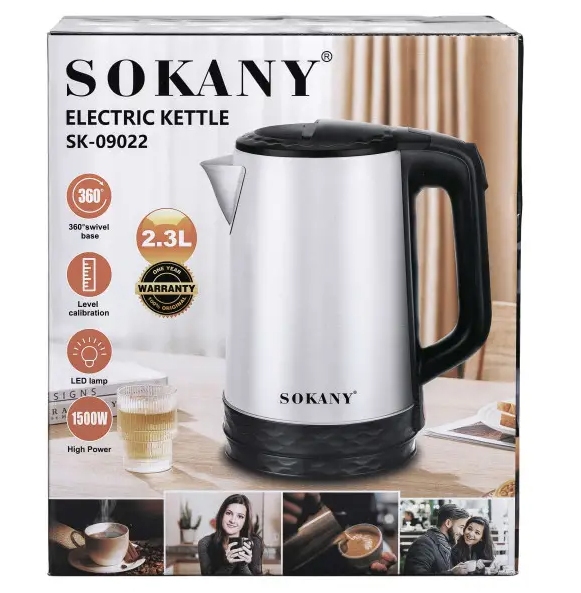 Електрочайник Sokany SK-09022 2,3 л 1500 Вт - фото 8 Електрочайник Sokany SK-09022 2,3 л 1500 Вт - фото 8