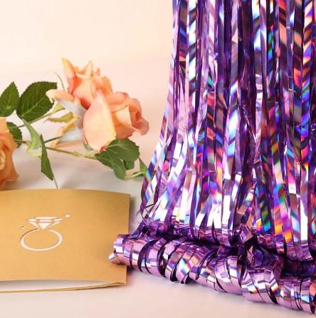 Дождик на фотозону с голограммой 1x1 м Сиреневый (5514/1)