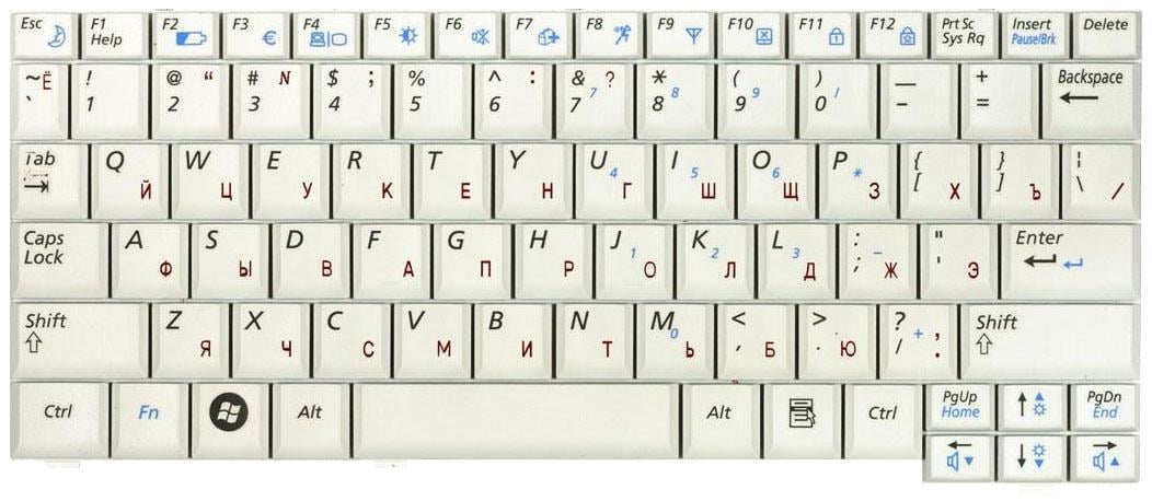 Клавиатура для ноутбука Samsung NC10/N110/N130 White