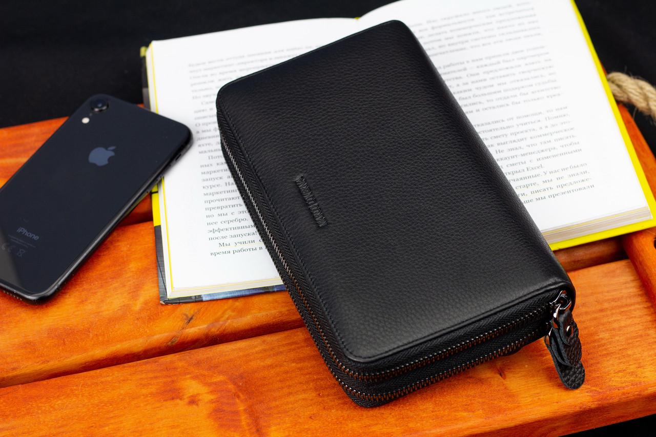 Кошелек-клатч Marco Coverna на две молнии из натуральной кожи Черный (B-5902B-1Q) - фото 9