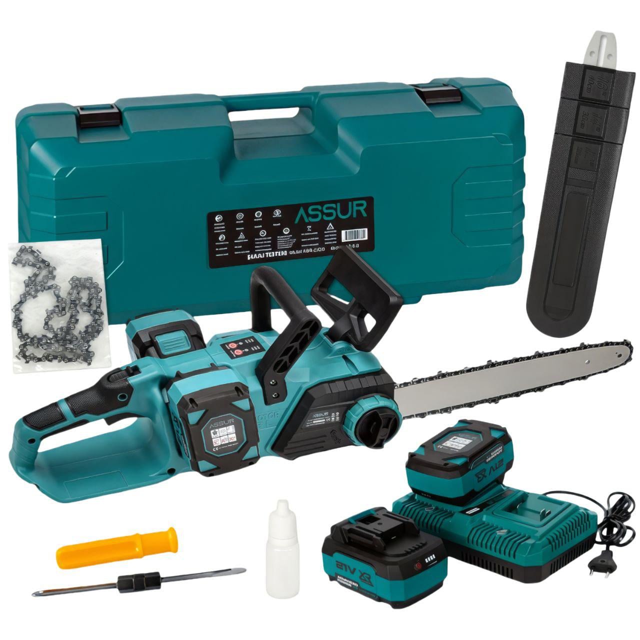 Пила аккумуляторная ASSUR ASR788/МК с шиной 16" на двух АКБ в кейсе 21V (33159584)