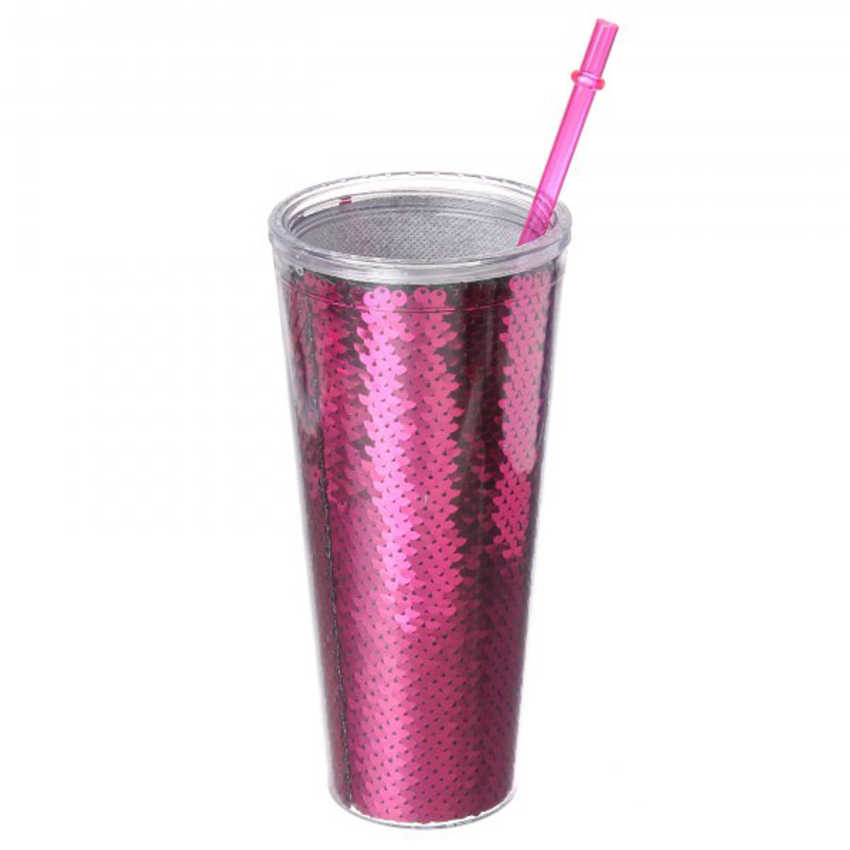 Стакан-тамблер с пайетками 650 мл Red (69-533) - фото 2 Стакан-тамблер с пайетками 650 мл Red (69-533) - фото 2