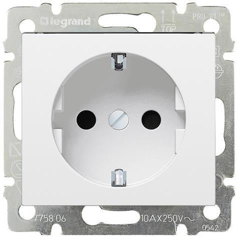 Розетка силовая Legrand Valena Classic Schuko со шторками/автоматические клеммы 16А 250V Белый (30309352)