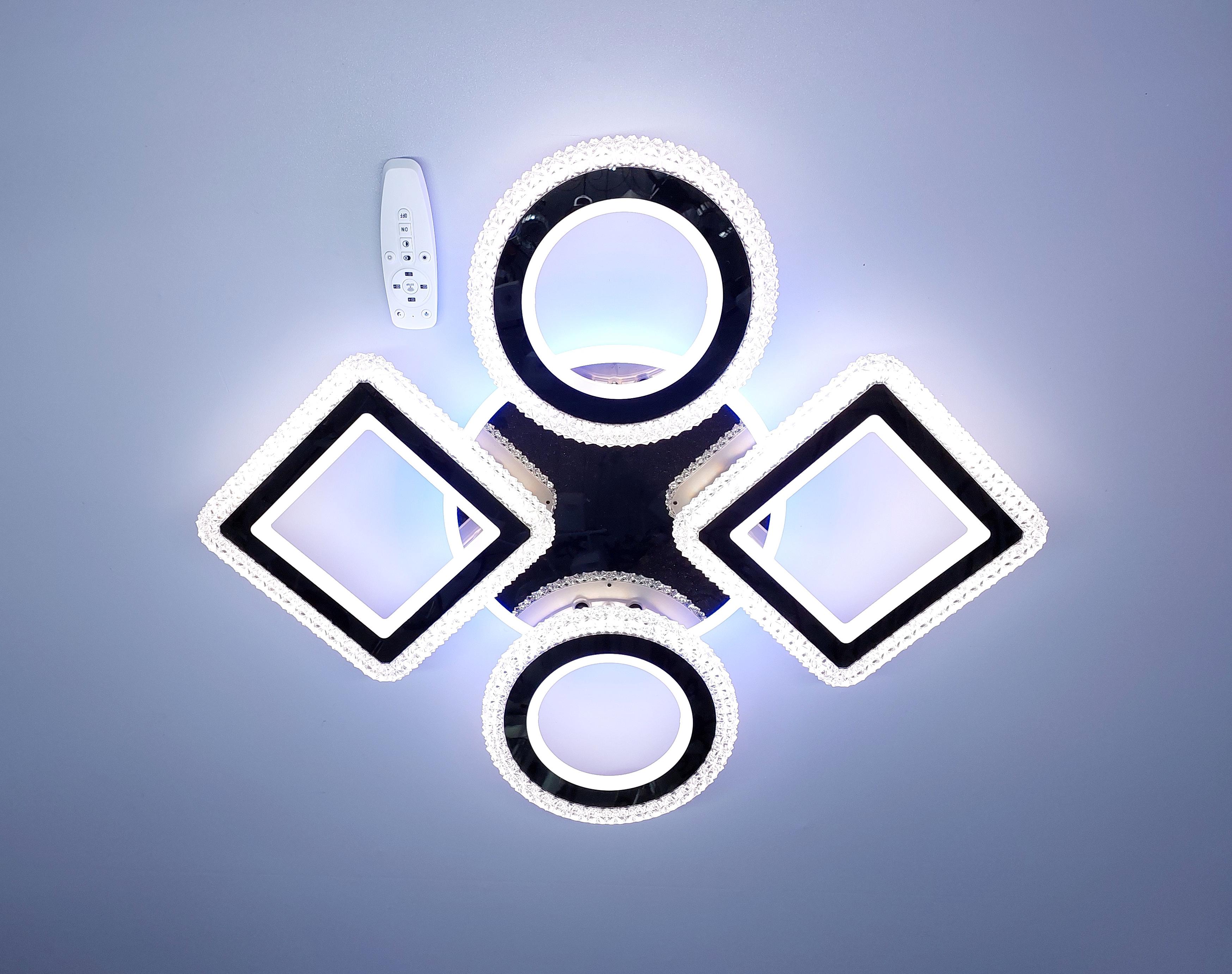 Люстра светодиодная и пультом 87R/4 BK+RGB с подсветкой 180/28W Черный (18205265)