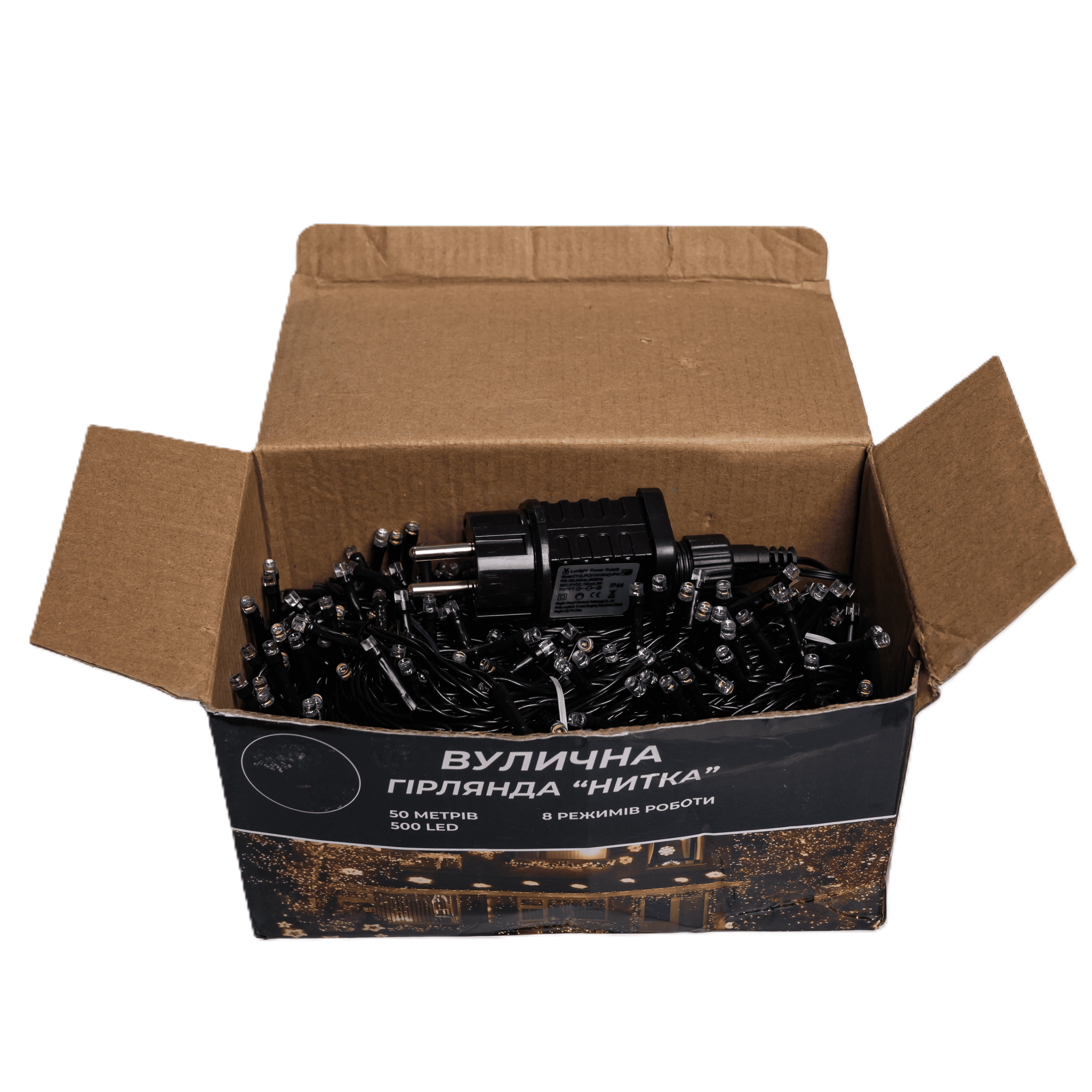Гирлянда сетевая новогодняя нить уличная Рождественская фея 50 м 500 LED диодов IP 65 черный провод свет Разноцветный (CF500L50MBML) - фото 11
