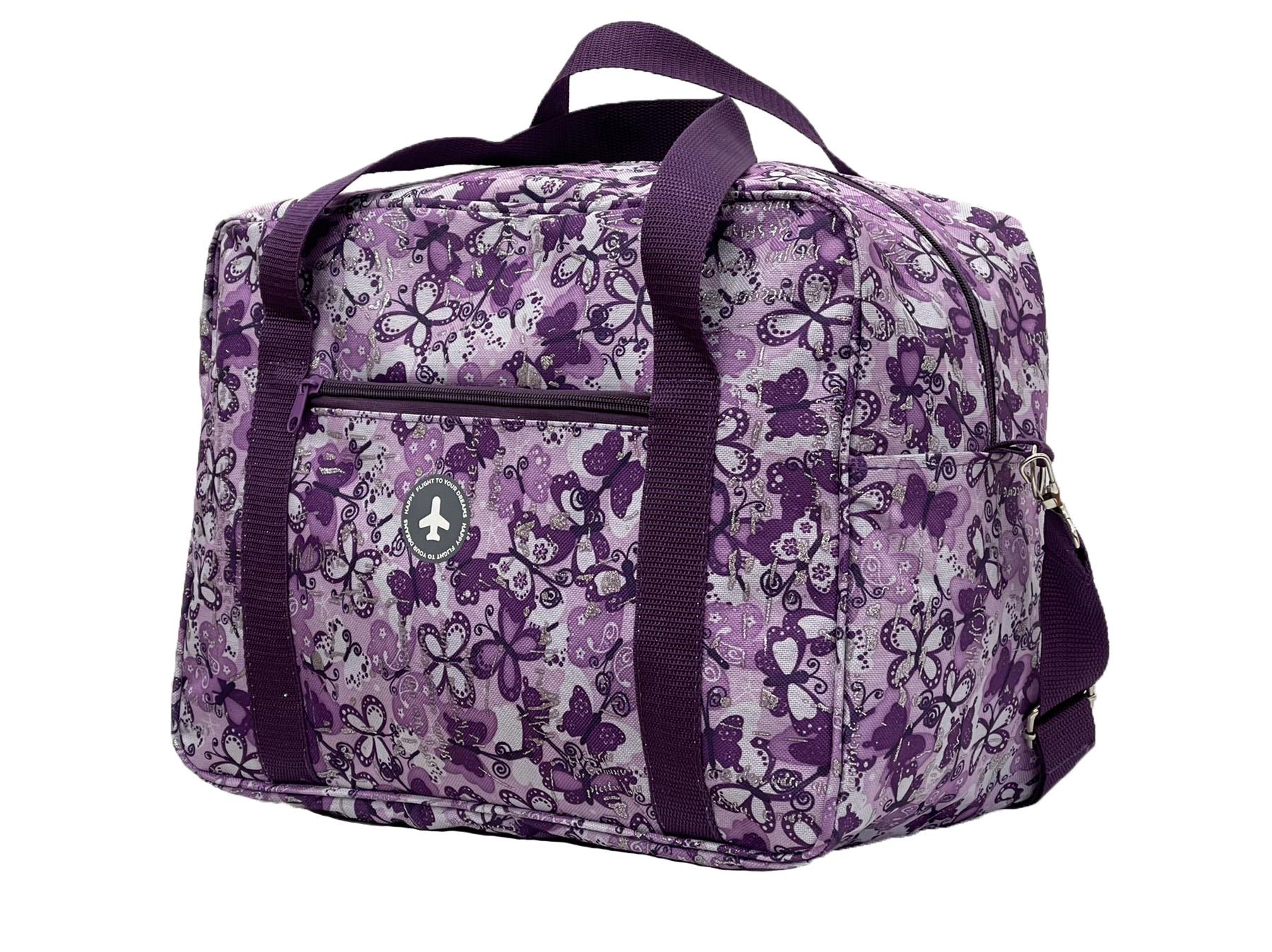 Сумка для лоукост Fly 234 ручна поклажа 40x30x20 см метелики Бузковий