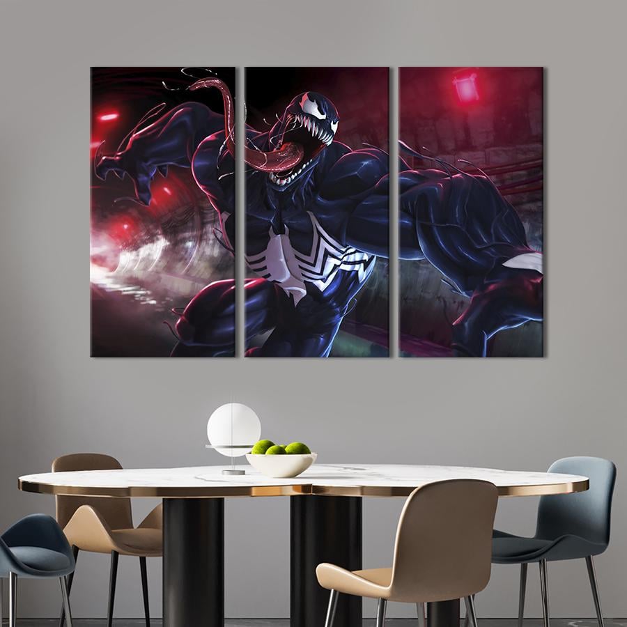 Модульная картина из 3 частей на холсте для интерьера Веном с планеты симбиотов 128x81 см (760-31)