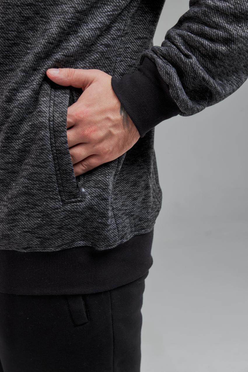Кофта мужской М0143.4 на замке XXL Черный меланж (638-1-64) - фото 5 Кофта мужской М0143.4 на замке XXL Черный меланж (638-1-64) - фото 5