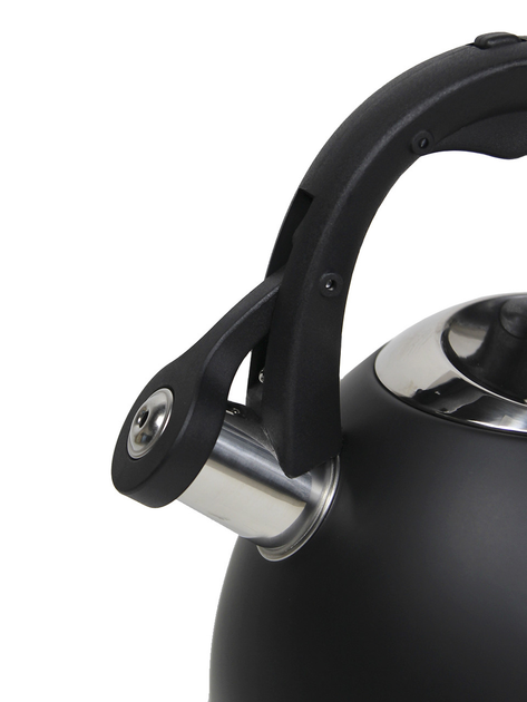 Чайник со свистком и ручкой с покрытием soft touch Kamille KM-0860 из нержавеющей стали 3 л Черный (150-84-0860) - фото 3 Чайник со свистком и ручкой с покрытием soft touch Kamille KM-0860 из нержавеющей стали 3 л Черный (150-84-0860) - фото 3
