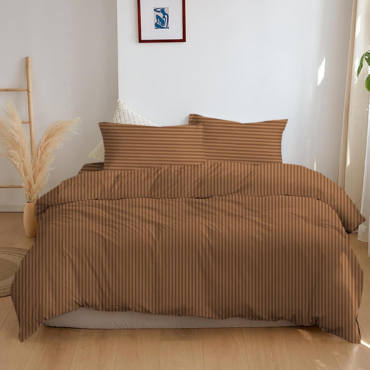 Комплект постельного белья Zastelli 15-1511 Mahogany Stripe 1 cм бязь двуспальный 175х210 см Бежевый (21838)