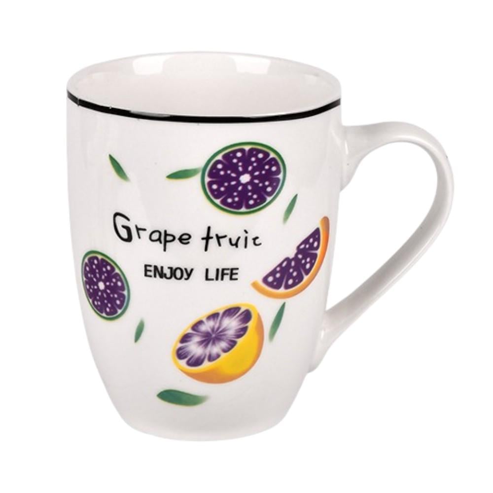 Чашка с принтом Stenson Enjoy life Грейпфрут 350 мл Белый (R10291)