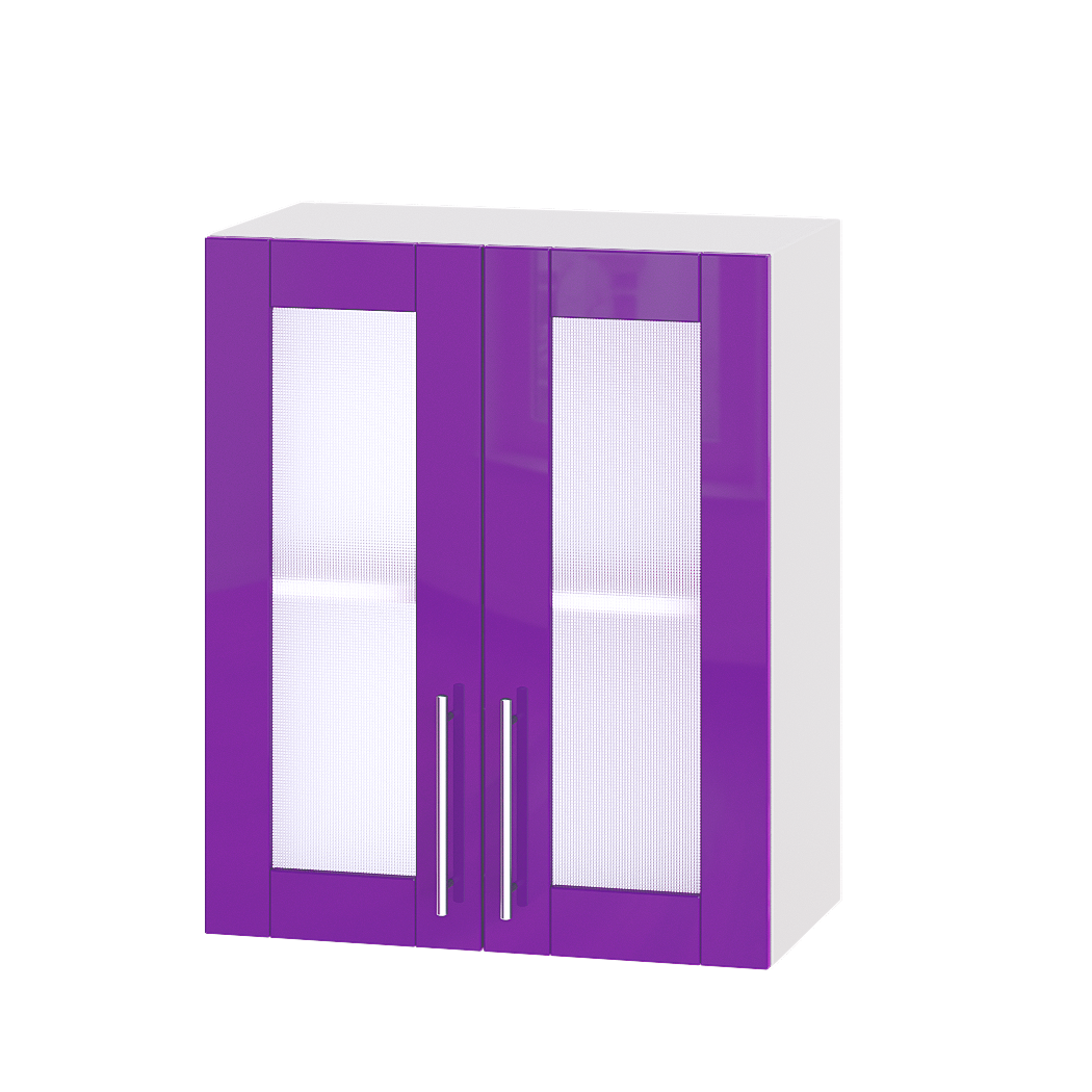 Шкаф верхний Эверест Модерн модуль Верх витрина ВВ10-600 60х30х72 см Сиреневый глянец/Белый (02613)