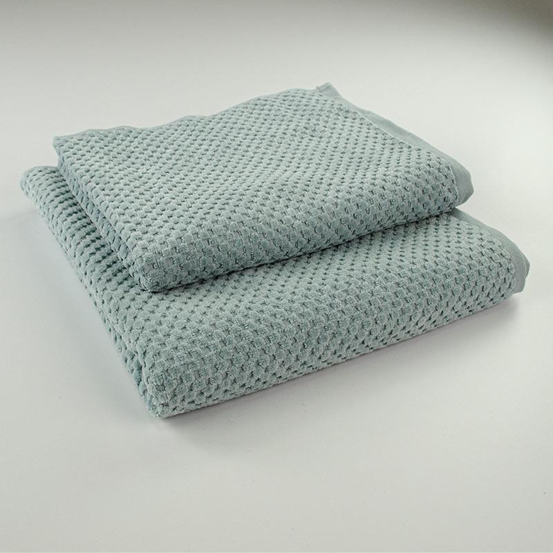 Набор однотонных махровых полотенец Damask жаккардовое с велюром 550 г/м2 50x90/70x140 см 2 шт. Мятный