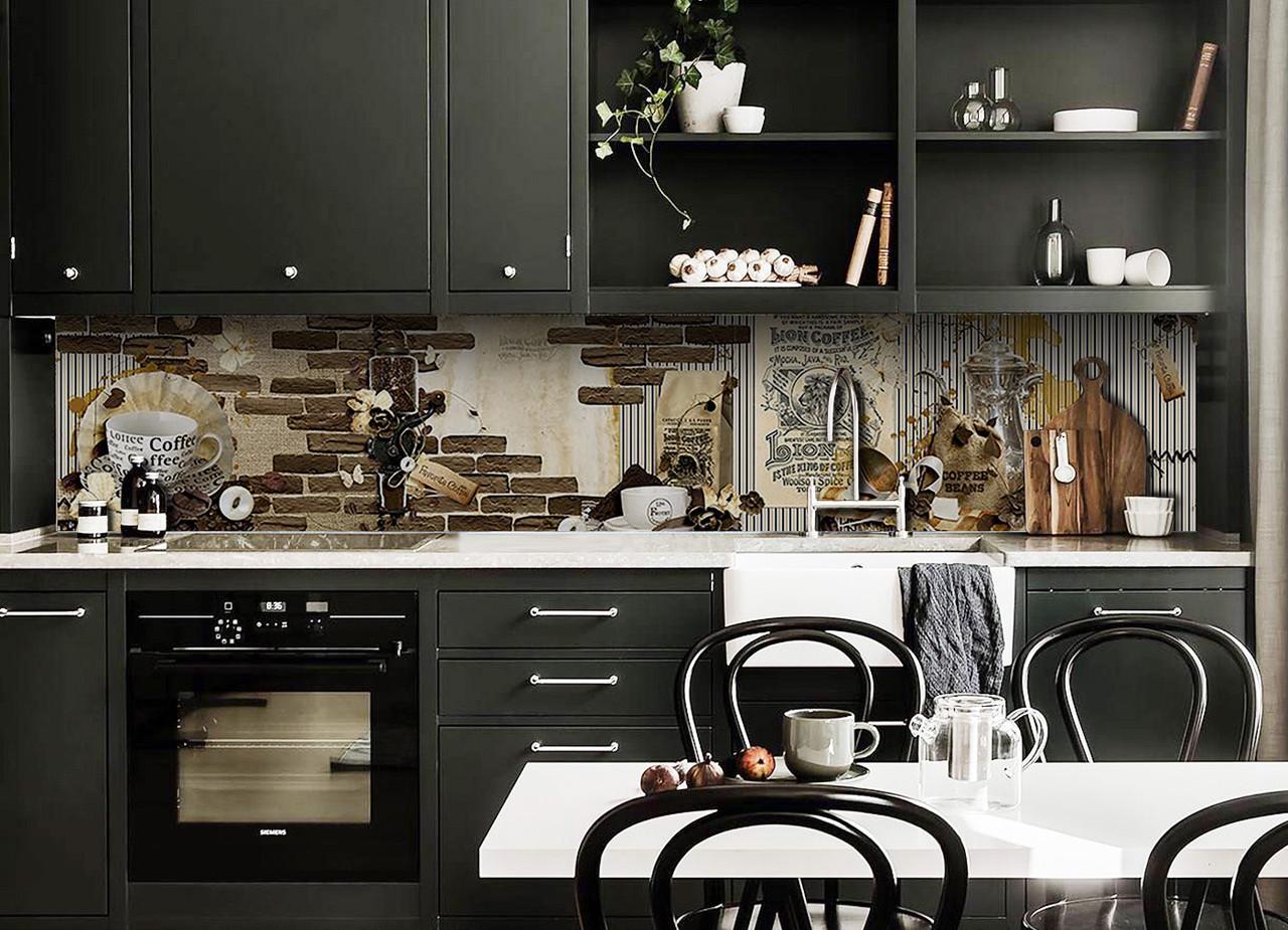 Кухонный фартук Lion coffee 02 с самоклеющейся виниловой пленки 60х300 см Коричневый