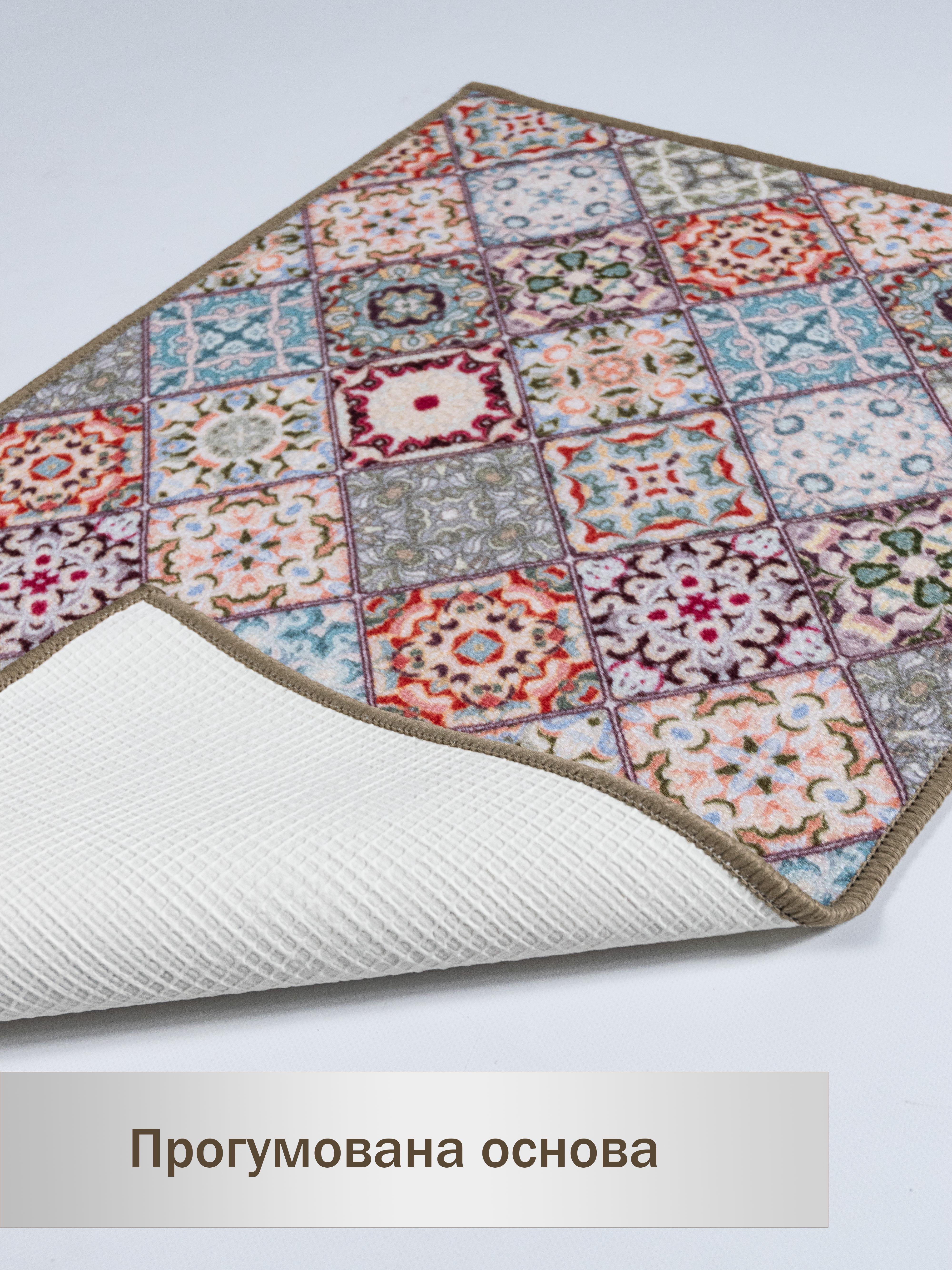 Набор ковриков в ванную комнату и туалет Print 202-2 100х150/57х60 см Бежевый/Голубой (484677384) - фото 2 Набор ковриков в ванную комнату и туалет Print 202-2 100х150/57х60 см Бежевый/Голубой (484677384) - фото 2