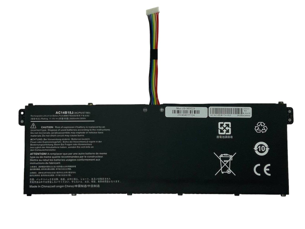 Аккумулятор для ноутбука Acer AC14B18J-3S1P Aspire ES1-511 11,4V 2600 mAh (065029)