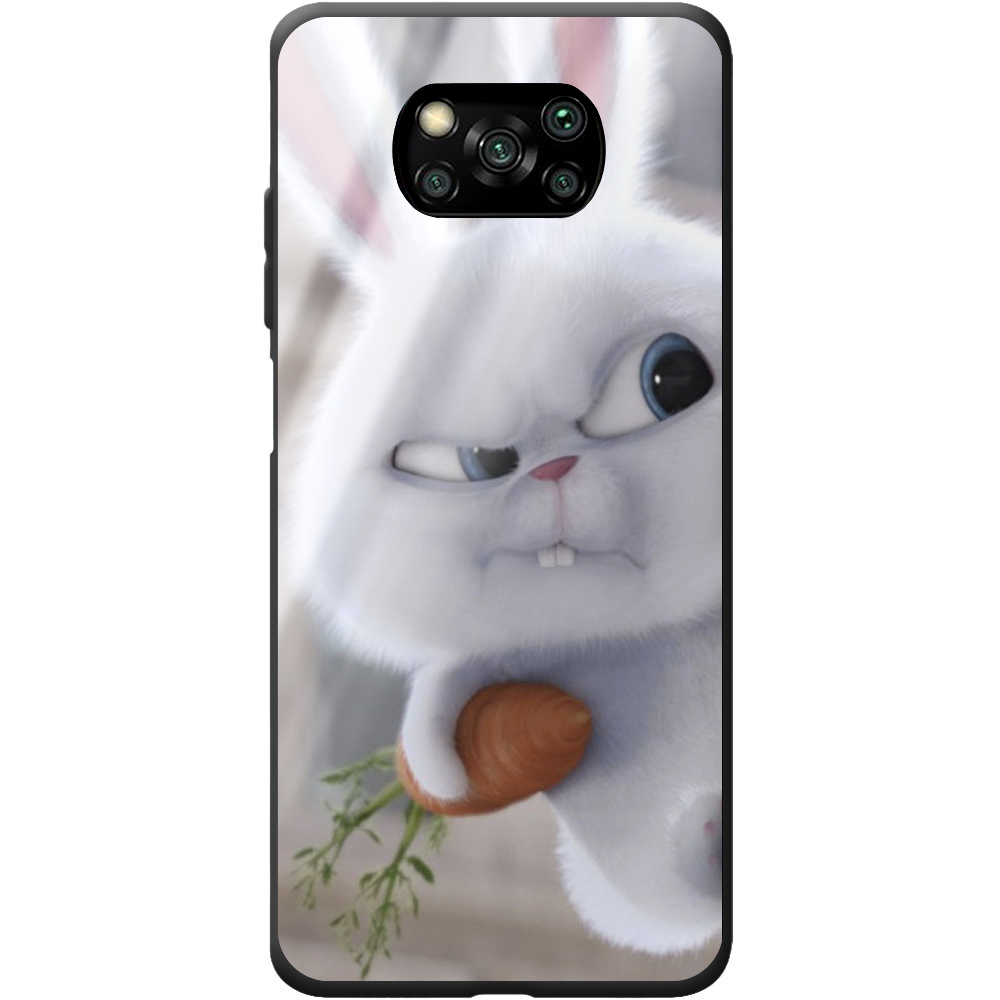 Чехол BoxFace Poco X3 Rabbit Snowball Черный силикон со стеклом (41288-up1116-44193)